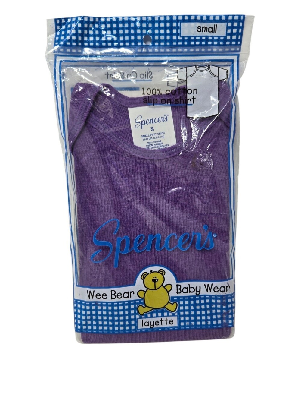 Vintage Spencer's Baby Girl Slip On Shirt Purple Size Small 13-18 Lbs NOS